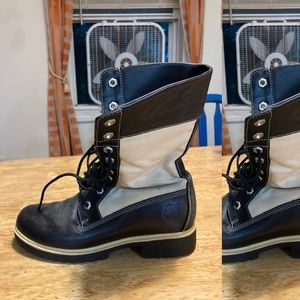 Timberland 6.5 medium combat style boots, canvas and leather